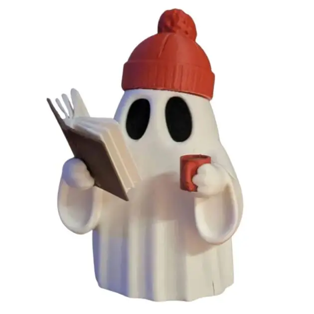 Cozy Reading Ghost – 3D Printed Halloween Figurine