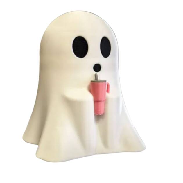 Sipping Ghost 3D Printed Pink Stanley Cup Decor